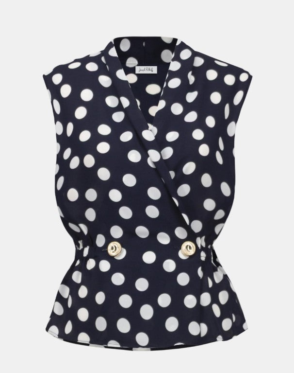 RIBKO SLVSS BLOUSE PLKDT BTN