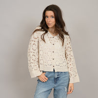 RD CARDI L/S BUTTON UP VNECK