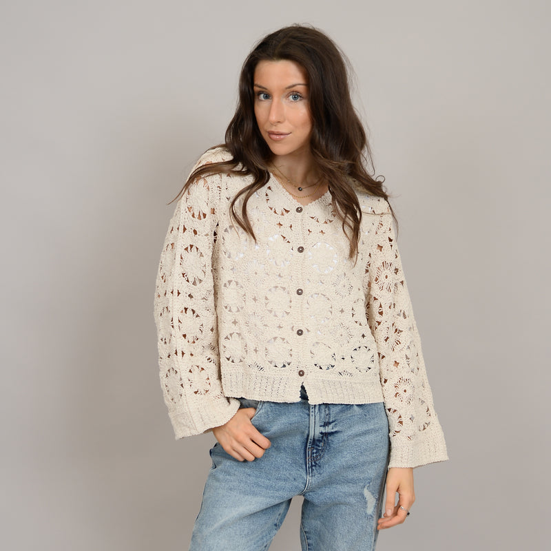 RD CARDI L/S BUTTON UP VNECK