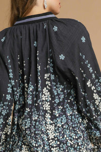 UM BLOUSE V NK PRINT L/S