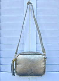 ITALIAN LEATHER RECTANGLE WITH TASSEL BAG