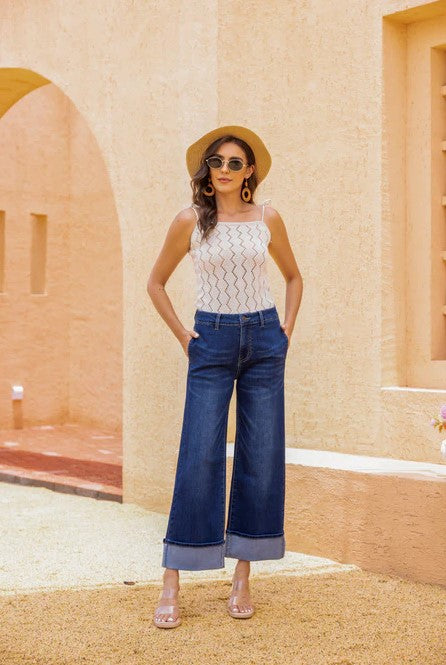 ORANGE PANTS FOLDED FLARE DENIM