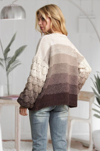 PUFF SLEEVES OMBRE CARDIGAN