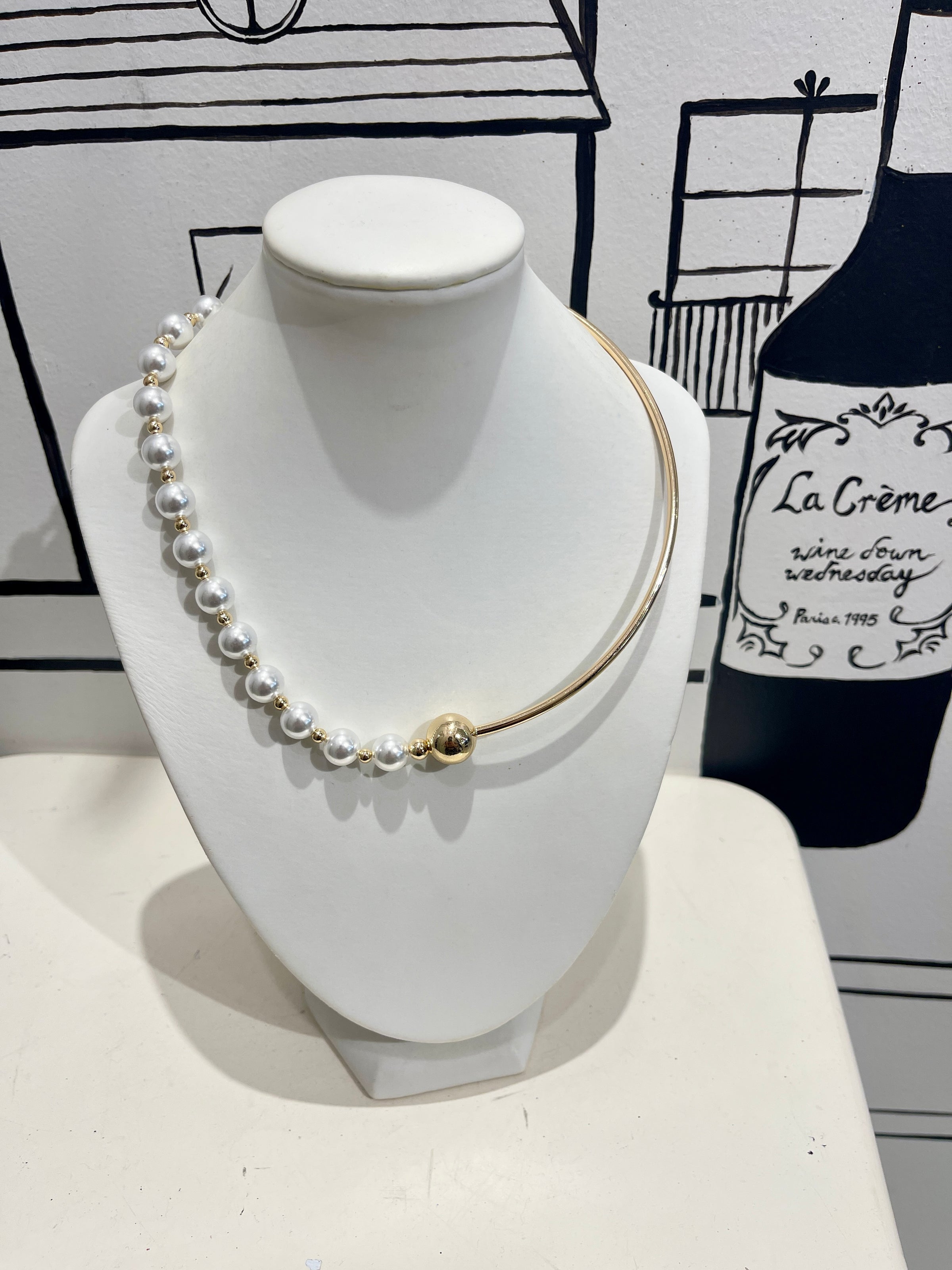 MERX NECKL HALF PEARL HALF WIRE