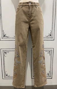 FIT & FLARE FLORAL LEG DETAIL PANTS