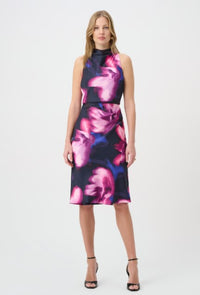 RIBKOFF DRESS FLORAL PRINT SATIN HALTER