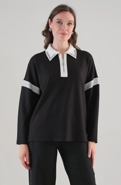 TRI SWEATER QUTR ZIP RHIN COLLAR