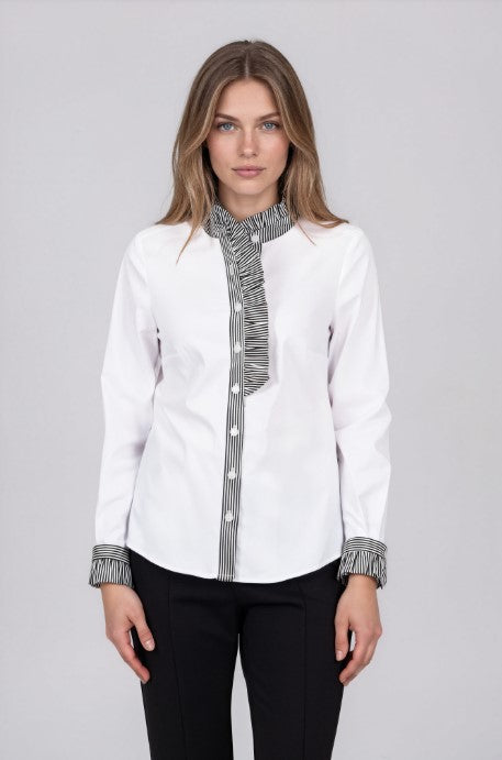 BUTTON UP RUFFLE EDGE TOP