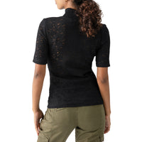 SANCTUARY LACE MOCK NECK SHORT SLEEVE TOP