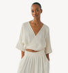 CRINKLE BALLOON SLEEVE TOP