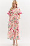 ENTRO DRESS SHRT SLV CLLR BELTED MIDI