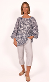 CATHERINE LINEN LEAF PRINT TOP