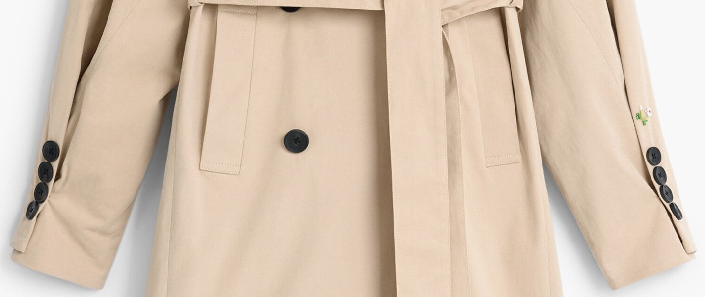 DESIGUAL LAPEL COLLAR TRENCH COAT WITH HOODIE