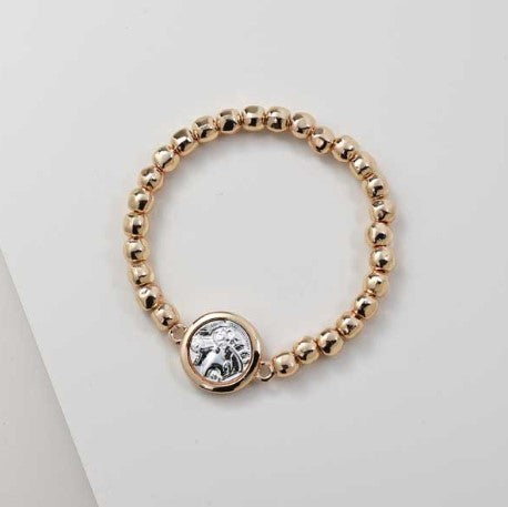 MERX BRACL BEAD STYLE WITH COIN CHARM