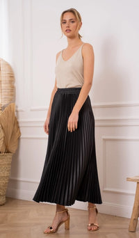 SATIN PLEATED SKIRT
