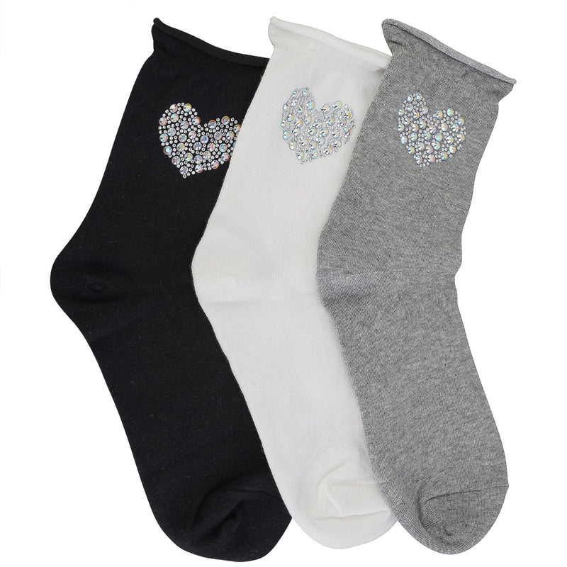 SOCKS WITH CRYSTAL HEART DESIGN