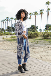 LETO KIMONO CONTRAST MESH