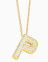 RHINESTONE LETTER INITIAL NECKLACE