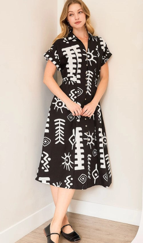 ABSTRACT PRINT  ALINE DRESS