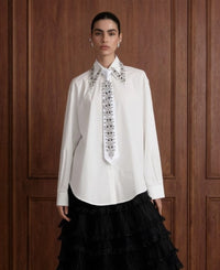 BEULAH TOP CRY EMB POPLIN W/TIE
