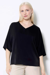 UP SATIN V NECK T