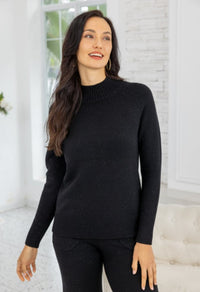 ORANGE TOP SHIMMER MOCK NECK KNIT L/S
