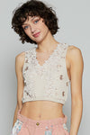 CROP LACE V NECK TOP