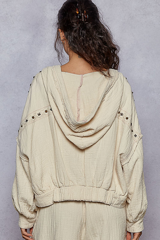 POL ZIP UP GAUZE/STUDS