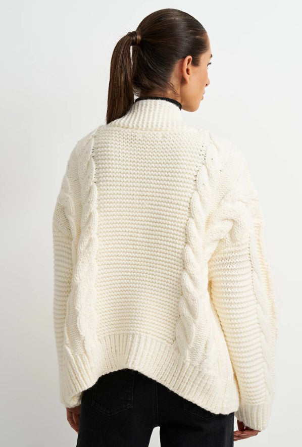 LARGE CABLE KNIT CARDIGAN