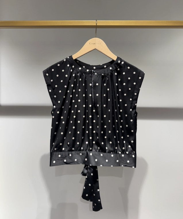 SHORT SLEEVE TIE BACK TOP