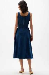 JOSEPH RIBKOFF DENIM FIT AND FLARE DRESS