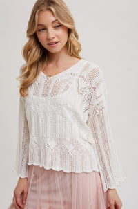 SWEATER OPEN KNIT V NECK