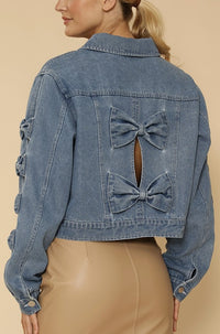 DENIM CROPPED BOW JACKET