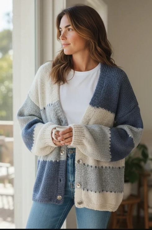CATH SWEATER CARDI COLOUR BLOCK