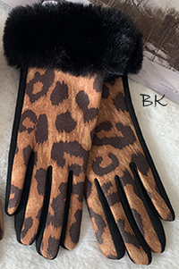 PIC GLOVE ANM PRNT FAU FUR CUFF