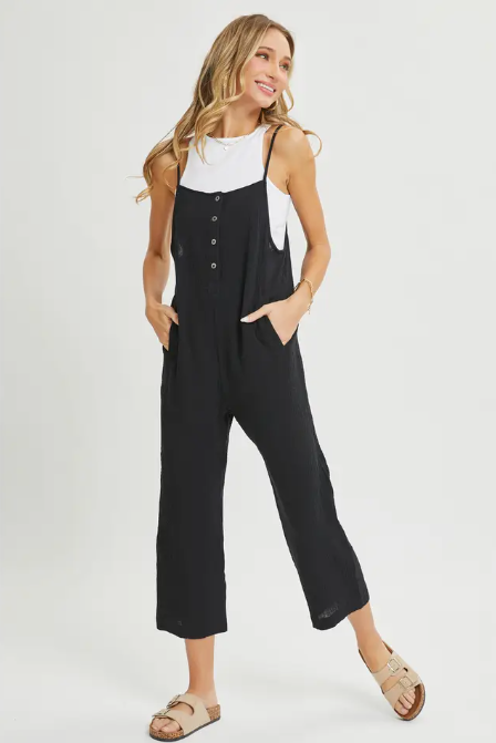 COTTON GAUZE SLEEVLESS JUMPSUIT