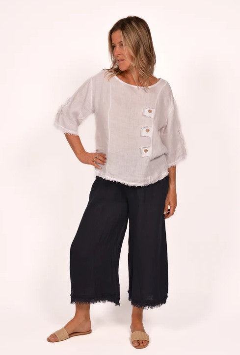 CATH PANT LINEN FRAYED EDGE