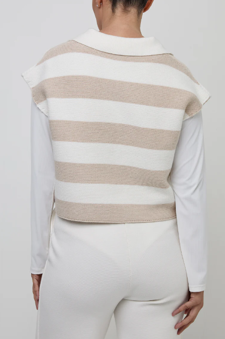 UCHUU POLO NECKLINE CROP PULLOVER