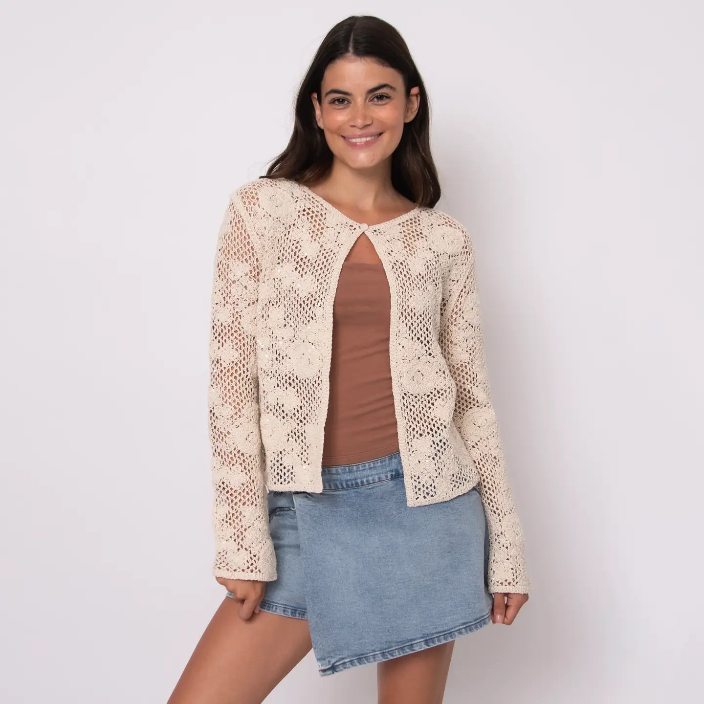 RD CARDIGAN LACE L/S