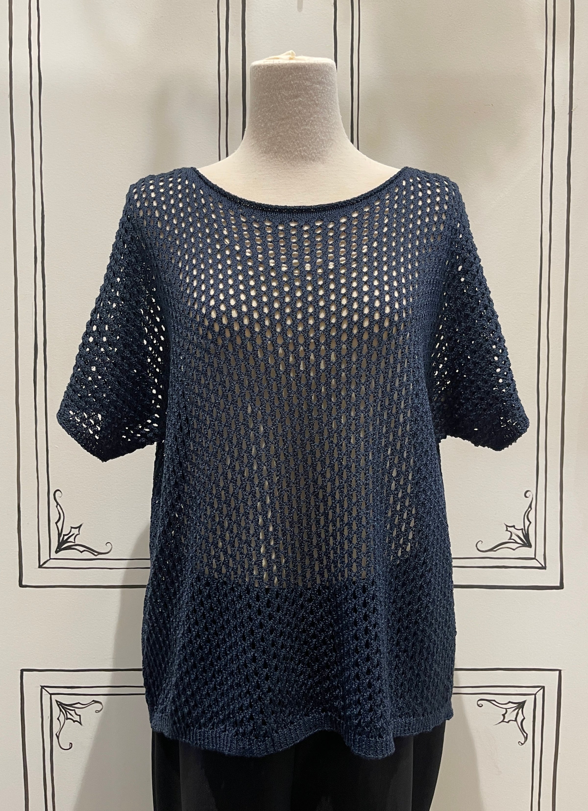 SHORT SLEEVE LOOSE KNIT SWEATER