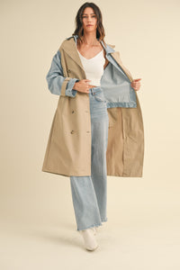 LAYERED TRENCH DENIM COAT