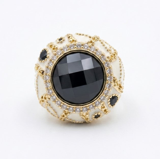 EVERSHINE RING LARGE BLACK STONE