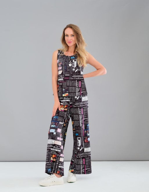 TRICOTTO TOP TANK NEWSPAPER PRINT