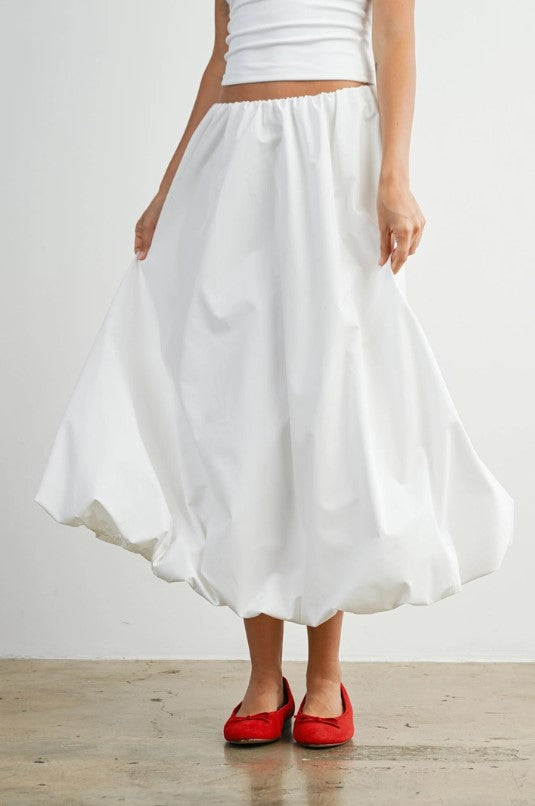 ELASTIC WAIST BUBBLE HEM SKIRT