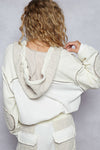 POL JKT MIX FABRIC W HOOD