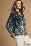 UM BLOUSE V NK PRINT L/S