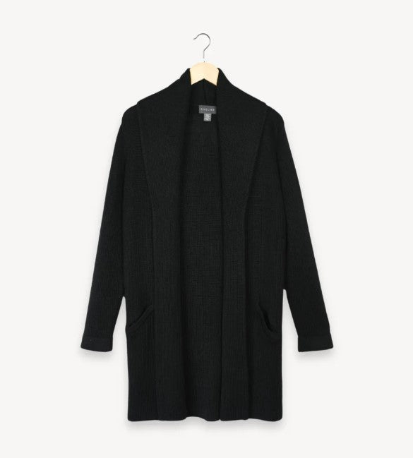 DEEP POCKETS ROUNDED SHOULDER CARDIGAN