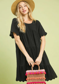 LINEN TIERED BABYDOLL WITH RUFFLE DRESS