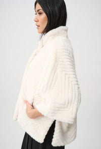 JOSEPH RIBKOFF CHEVRON FAUX FUR CAPE STYLE JACKET
