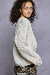 POL CARDIGAN FLWER BTNS